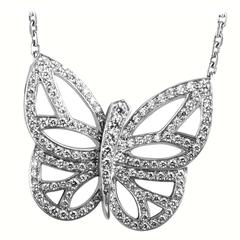 Van Cleef & Arpels White Gold Openwork Butterfly Pendant Necklace