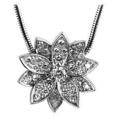 Van Cleef & Arpels Lotus Diamond Gold Pendant Necklace