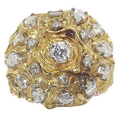 Diamond Gold Bombé Dress Ring