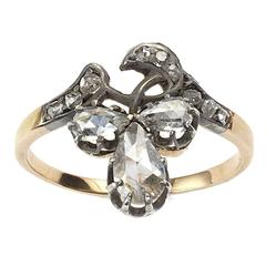 Victorian Diamond Silver Gold Trefoil Ring 3