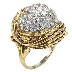 Diamond Gold Bombe Ring 