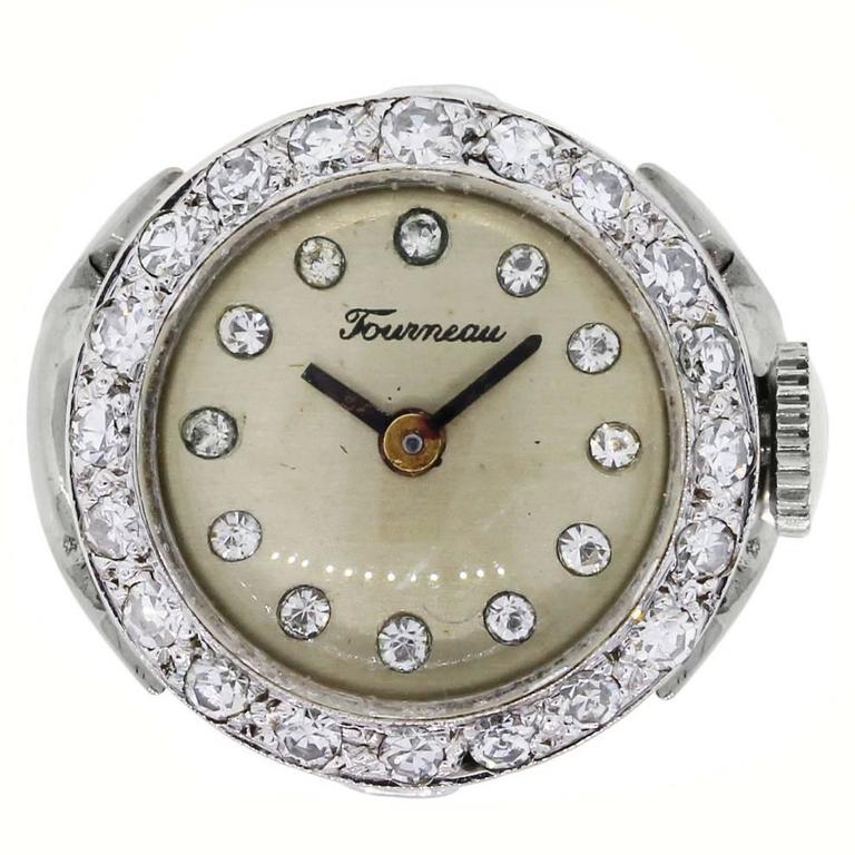 Tourneau Diamond Gold Ring Watch For Sale at 1stDibs