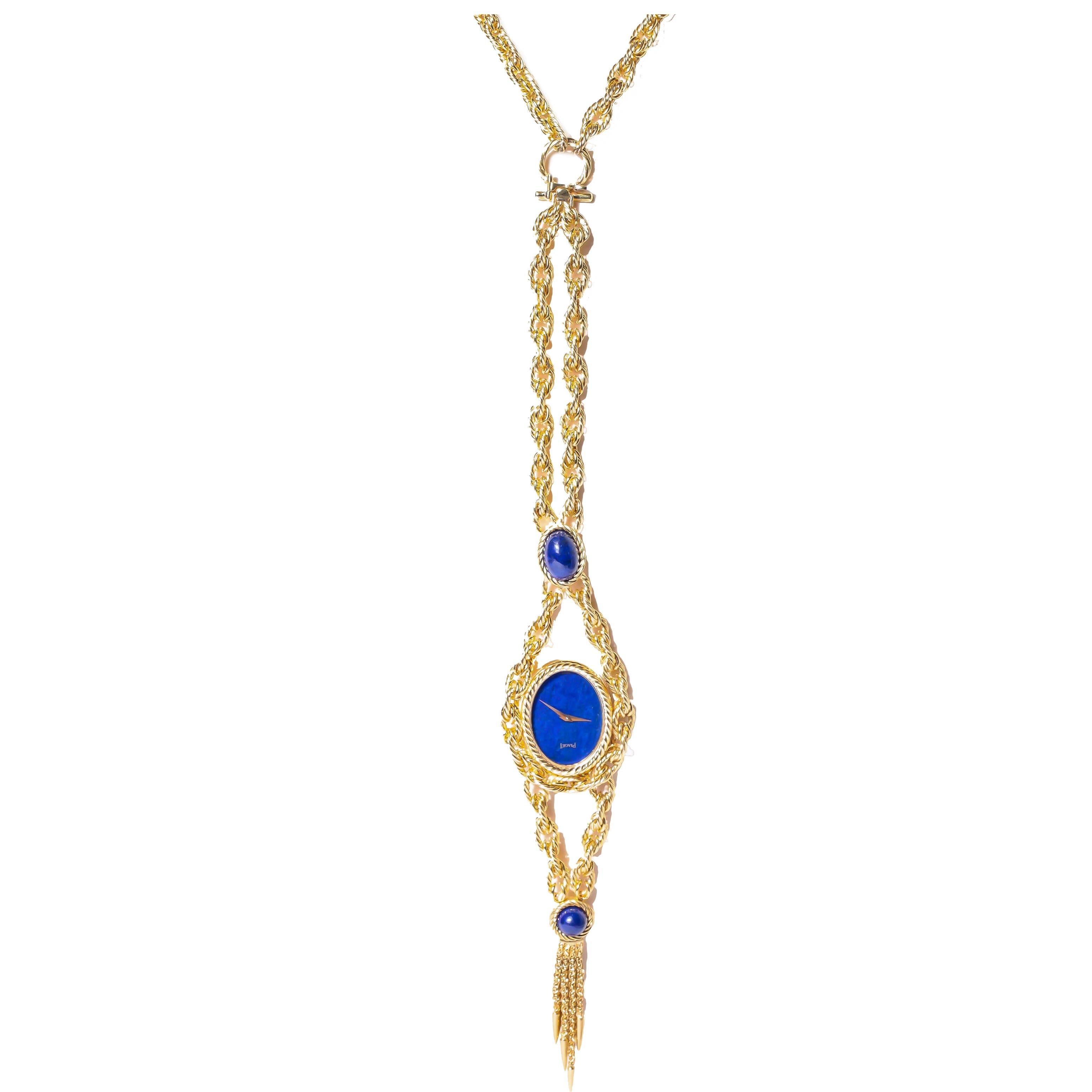 Piaget Ladies Yellow Gold Lapis Lazuli Necklace Bracelet Manual Wind Wristwatch For Sale