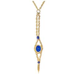 Retro Piaget Ladies Yellow Gold Lapis Lazuli Necklace Bracelet Manual Wind Wristwatch