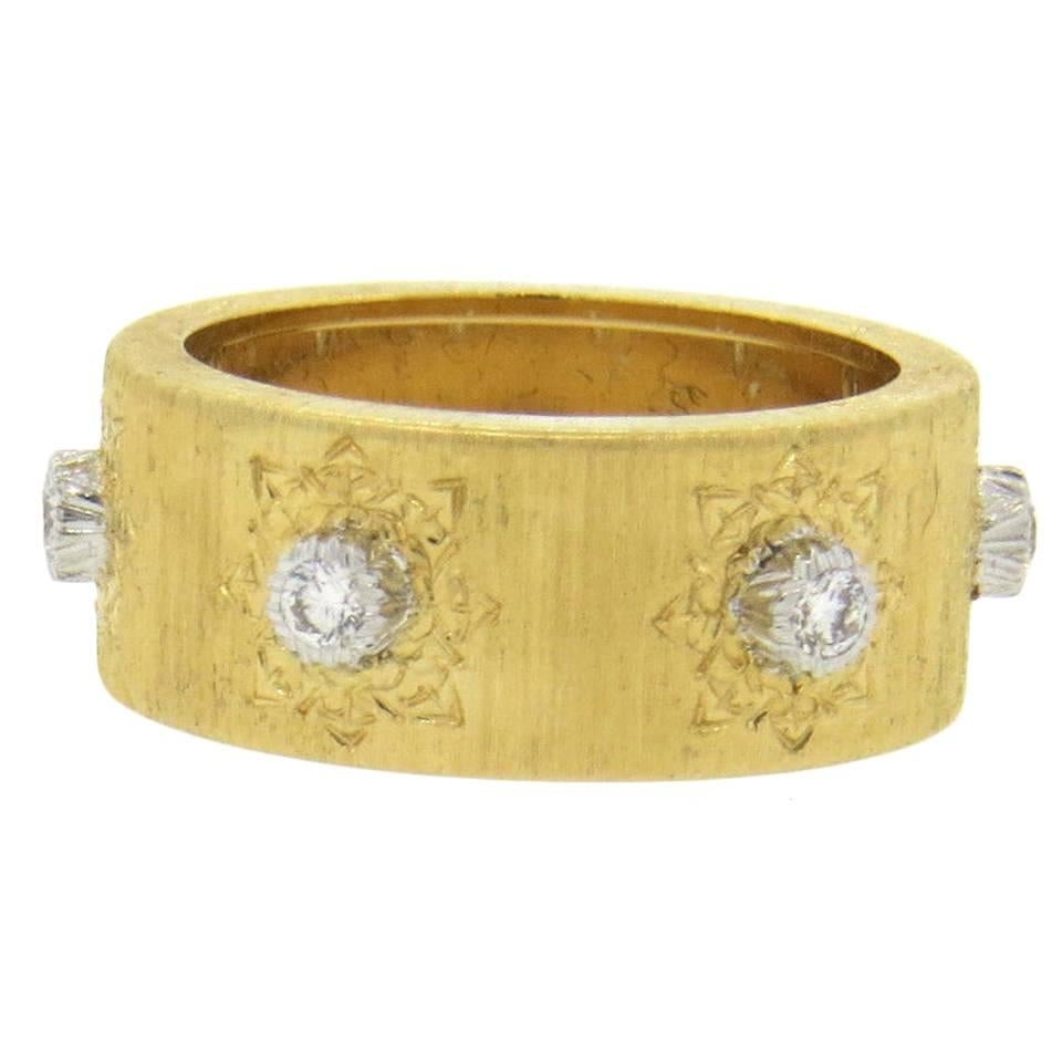 Buccellati Diamond Gold Wedding Band Ring For Sale