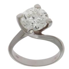 Old European Round Cut Diamond Gold Solitaire Ring Old European Round Cut Diamond Gold Solitaire Ring