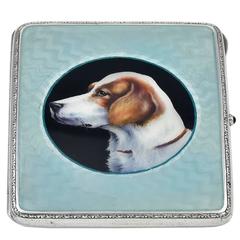 Antique Enamel Sterling Silver Irish Setter Case 11
