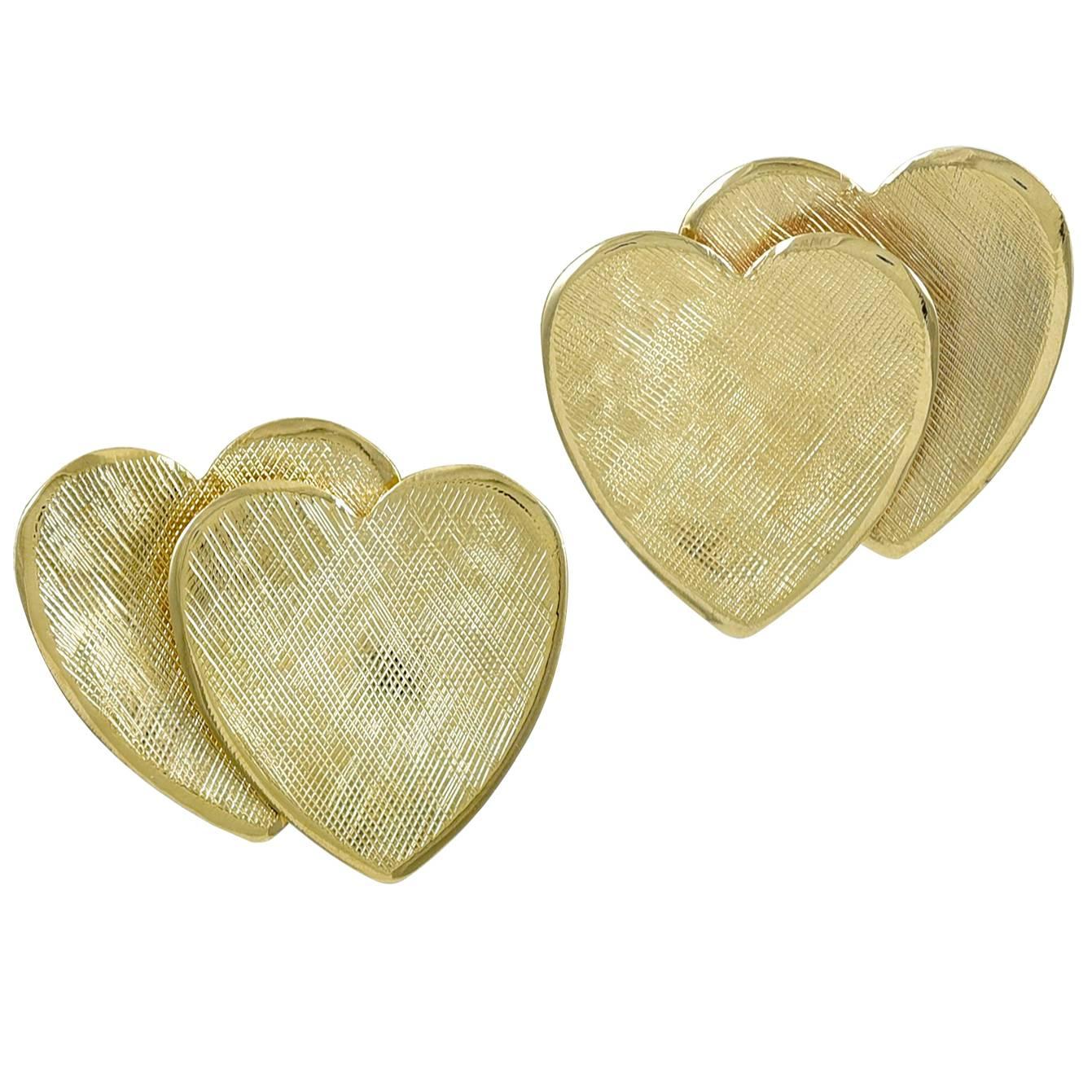 Tiffany and Co. Gold Double Heart Ear Clips For Sale at 1stDibs