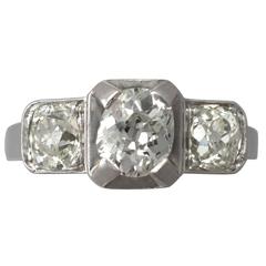 1.42Ct Diamond and Platinum Trilogy Ring - Antique French Circa 1930