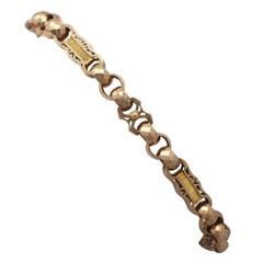 9k Yellow Gold Fancy Link Bracelet - Antique Circa 1900