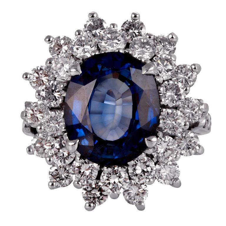 6.95 Carat Sapphire Diamond Ring For Sale at 1stDibs