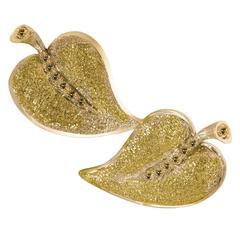 Alex Soldier Diamond Yellow Gold Textured Leaf Earrings Ltd Ed Handmade in NYC 