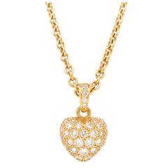 Cartier Diamond Gold Heart Pendant Neckalce