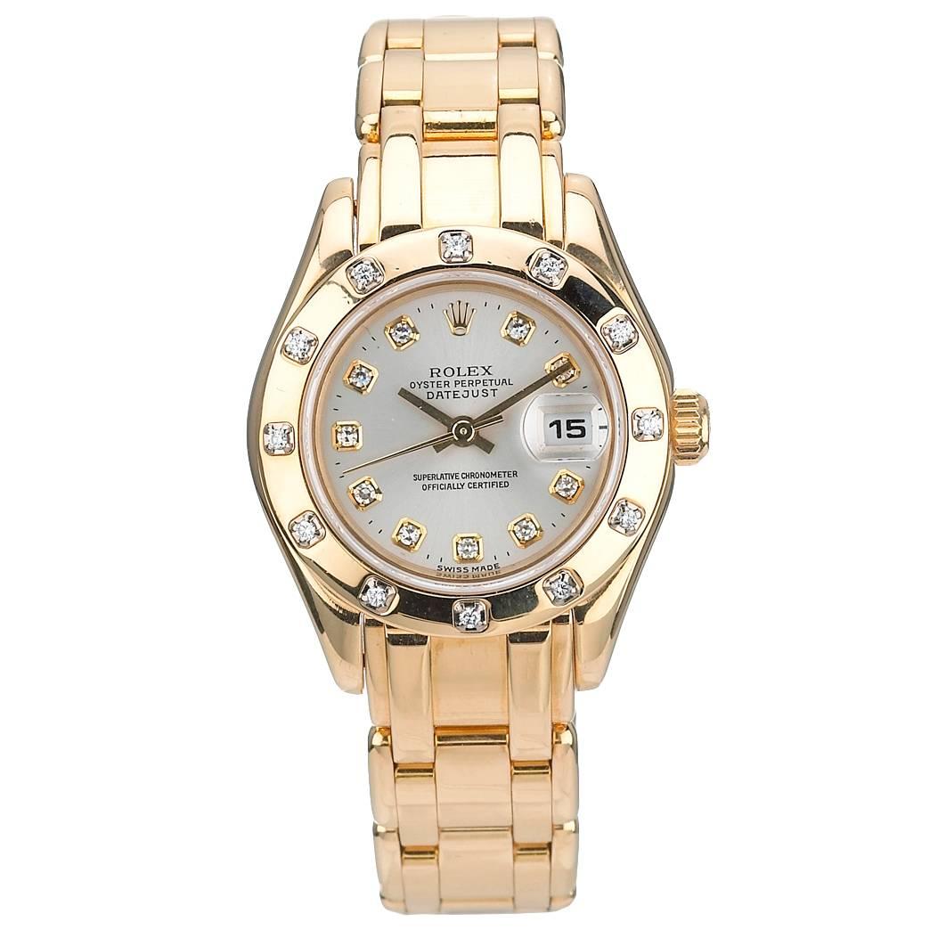 Rolex Yellow Gold Diamond Pearlmaster Automatic Wristwatch