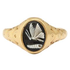 Victorian Gold Psyche Ring with Hidden Locket 