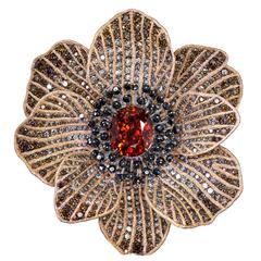 Mandarin Garnet Diamond Gold Coronaria Brooch, Cuff, Necklace, Ring Alex Soldier 8