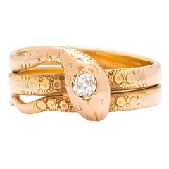 Victorian Old Mine Diamond Gold Serpent Ring