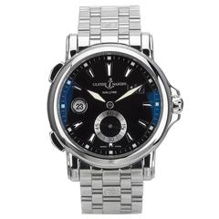 Ulysse Nardin Stainless Steel GMT Blue Dial Automatic Wristwatch 