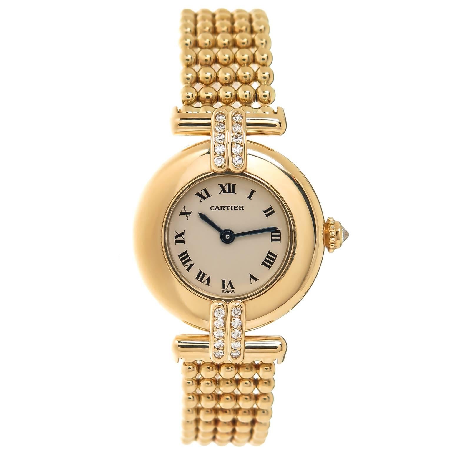 Cartier Ladies Yellow Gold Diamond Rivoli Quartz Wristwatch