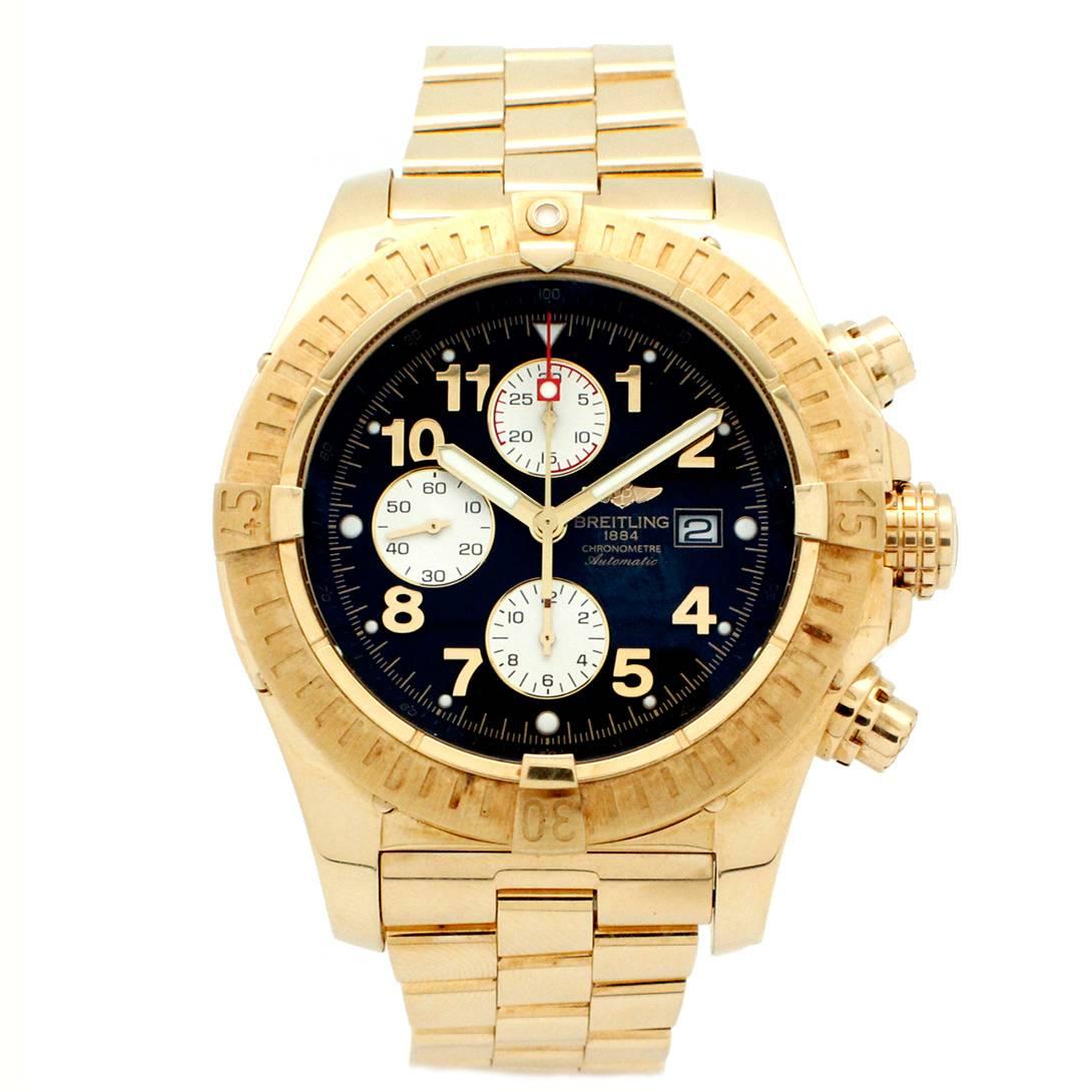 Breitling Yellow Gold Super Avenger Ltd Ed Automatic Wristwatch Ref K13370