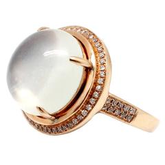 Stunning Moonstone Pave Diamond Gold Fashion Ring