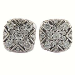 Contemporary and Classic Diamond Gold Cross Stud Earrings 5
