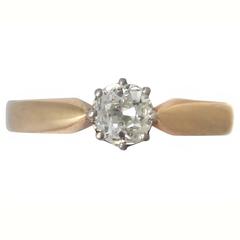0.45Ct Diamond and 14k Yellow Gold Solitaire Ring - Antique Circa 1910 1