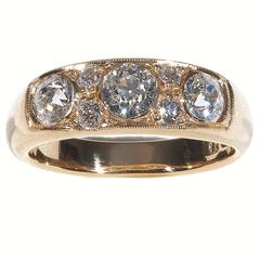 Diamond Gold Three-Stone Gypsy Ring