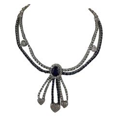 Elegant Sapphire Diamond Gold Necklace