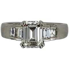 1.21 Carat Emerald Cut Diamond Gold Solitaire Ring