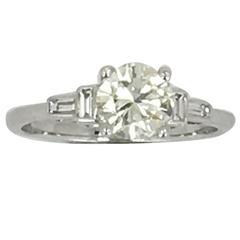 Diamond Gold Solitaire Ring With Baguette Shoulders