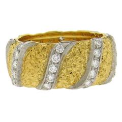 Buccellati Diamond Gold Wide Wedding Band Ring 1