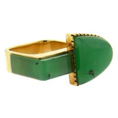 Richard Chavez Native American Jade Navajo Gold Ring