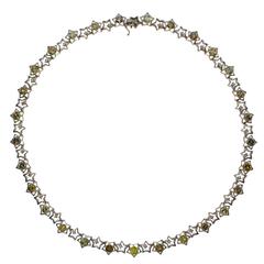 15.50 Carats Canary Yellow Diamonds Gold Star Shaped Necklace 
