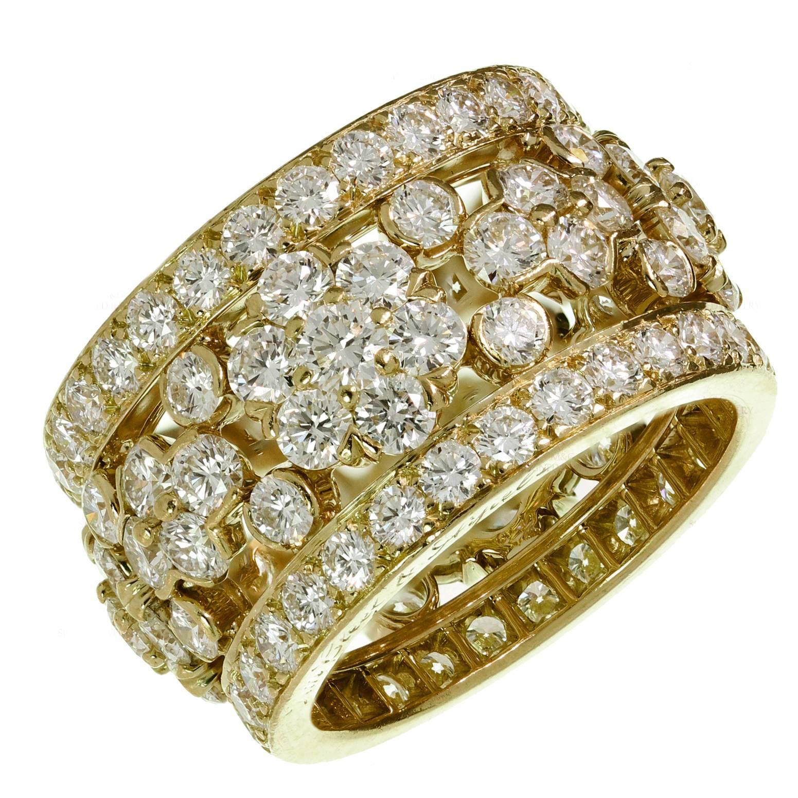 Van Cleef & Arpels Snowflake Bandeau 6.30 Carats Diamonds Gold Ring