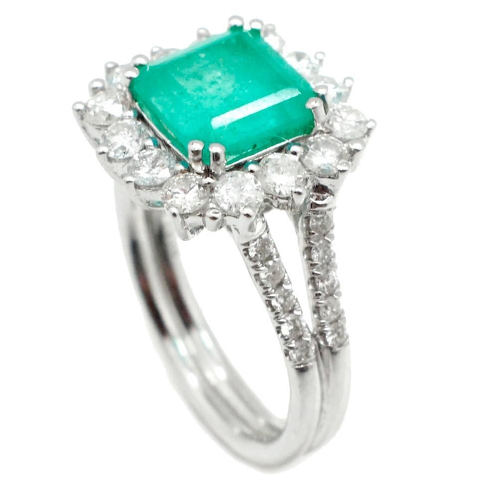 Stunning Michael Christoff Emerald Diamond Gold Fashion Ring For Sale