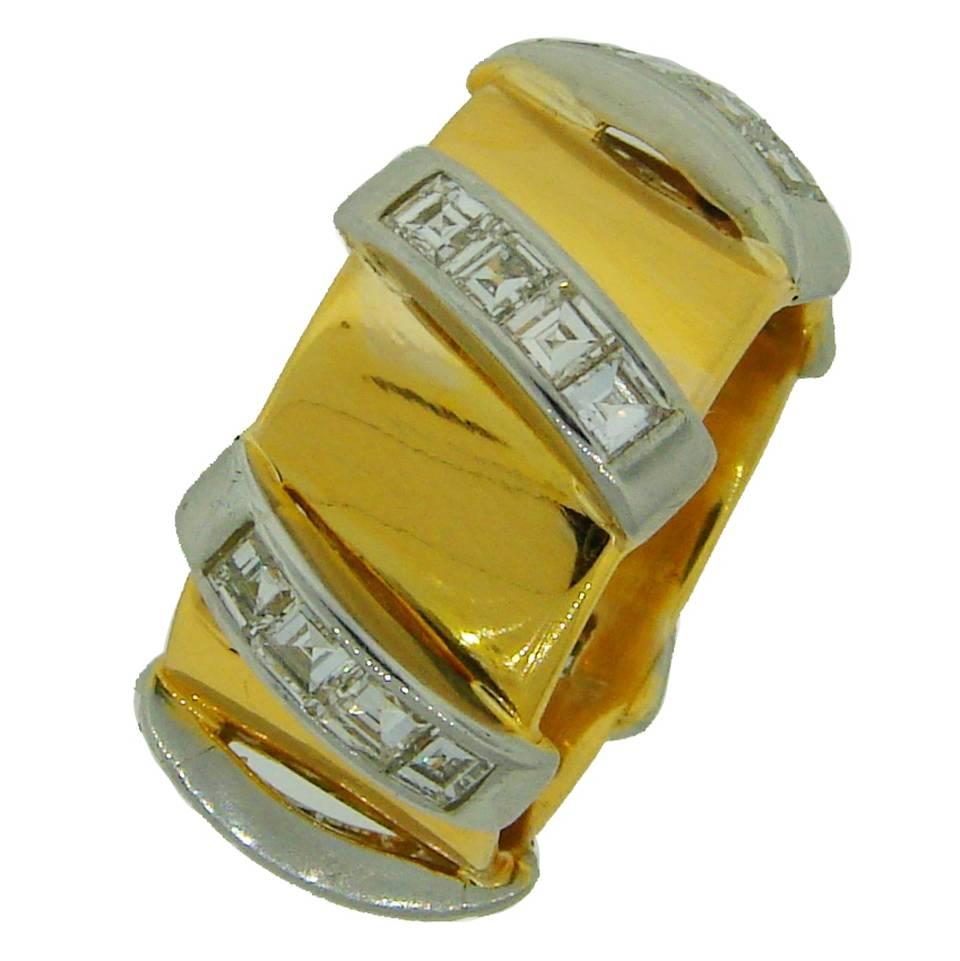 1980s Seaman Schepps Diamond Gold Band Ring