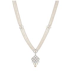 Nigel Milne Pearl Diamond Gold Sautoire Necklace