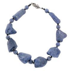 Natural Blue Chunky Coral Necklace