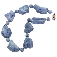 Rare Natural Blue Coral Necklace