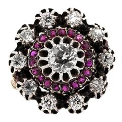 Burma Ruby Old Diamond Silver Gold Ring 3