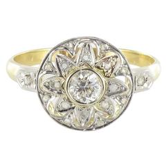 Anello francese del 1900 con diamante antico in oro rosa a due colori