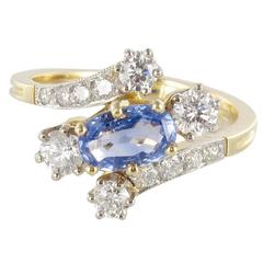 New Antique Style Sapphire Diamond Gold Platinum Ring 5