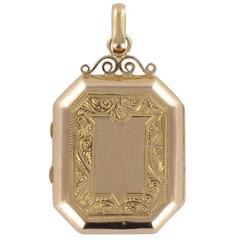 Antique French Engraved Gold Locket Pendant