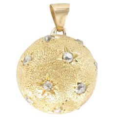 Antique Diamond Gold Ball Pendant 