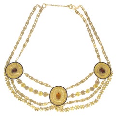 Collana in oro con smalto antico francese del 1850