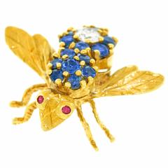 Herbert Rosenthal Sapphire and Diamond-Set Gold Bee Pin