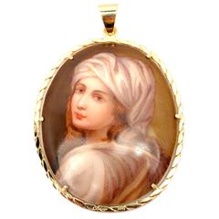 Cartier Large Ceramic Painted Gold Pendant 8