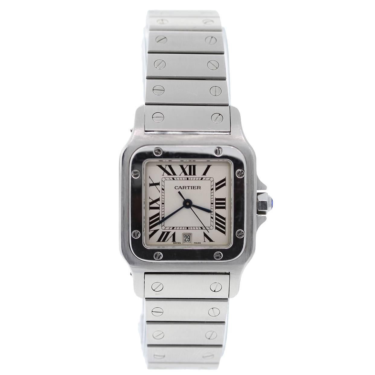 Cartier Lady's Stainless Steel Santos Galbee Quartz Wristwatch For Sale