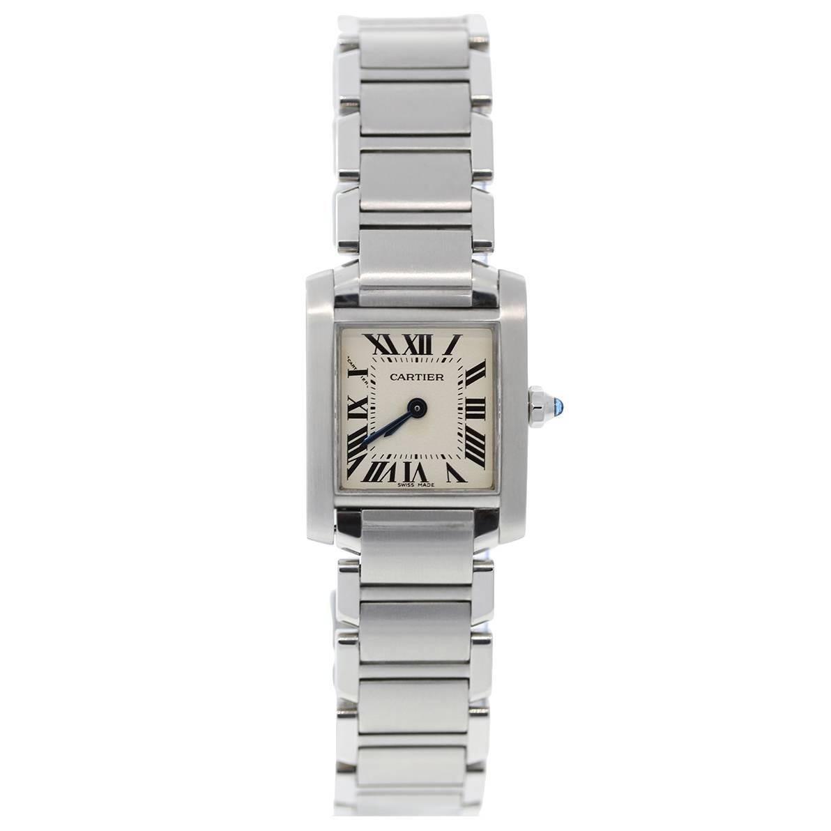 Cartier Lady's Stainless Steel Tank Francaise Quartz Wristwatch For Sale